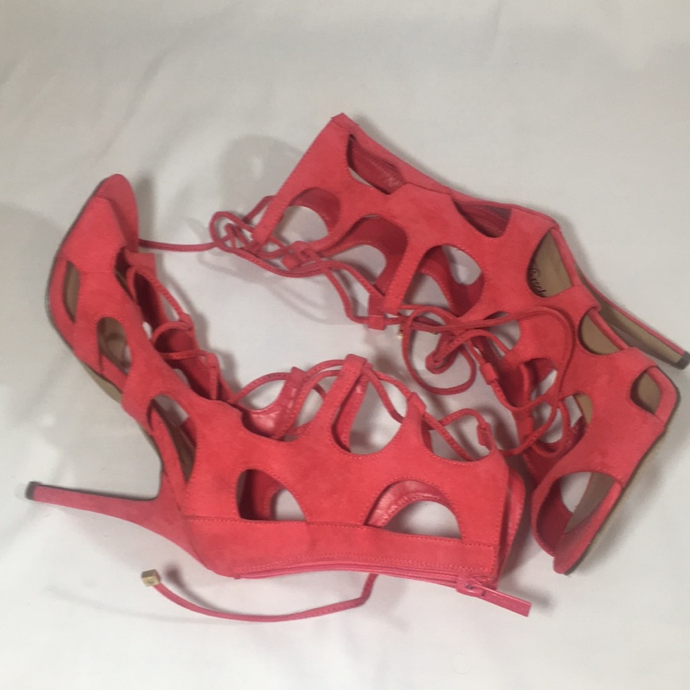 Pink/ fuschia caged heels